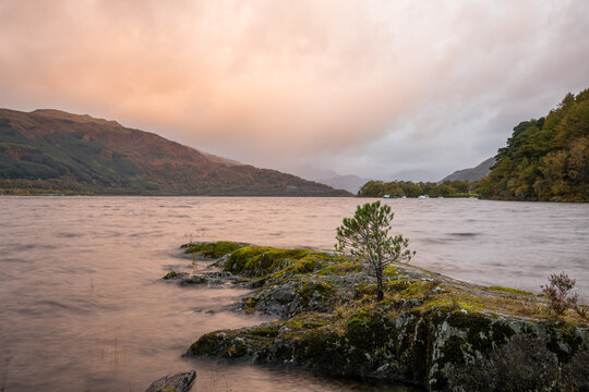 Dawn over Loch Lomond near Rowardennan, Loch Lomond and Trossachs National Park, Scotland