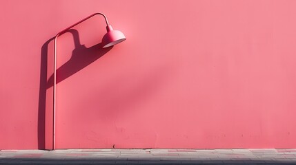 This image features a stylish pink lamp casting a shadow on a bright pink wall, illustrating modern design aesthetics and vibrant color schemes. Perfect for design projects.