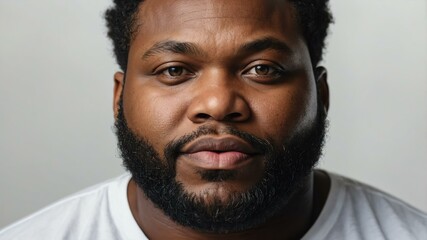 Obraz premium Plus size African man plain white background, looking proud