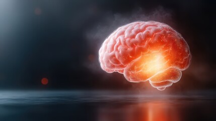 An artistic representation of a glowing brain illuminates concepts of intelligence and creativity, merging science with art, while evoking curiosity about the human mind.