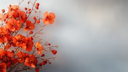 This image showcases stunning orange blossoms gracefully set against a soft gray background, evoking feelings of tranquility and beauty in nature's elegance.