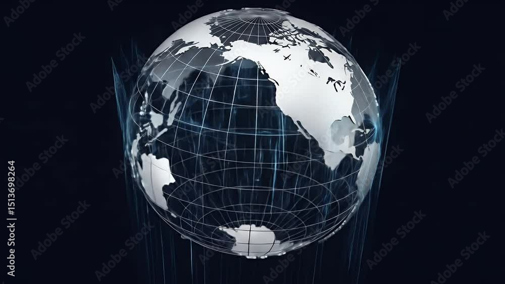 Poster globe animation showing global network connections 3d render