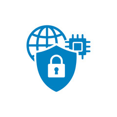 illustration showing shield with padlock, document, and chart. Represents cybersecurity, data loss prevention, data protection and secure information management. Isolated on white background.