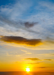 Beautiful sky background - Sunset (Sunrise) sky with light clouds.