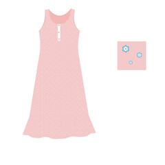 Slip Dress technical fashion illustration. Maxi Dress with Lace trim fashion flat technical drawing template, back zip-up, strap, front and back view, white, blue, women CAD mockup set.