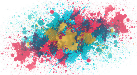 Vibrant Pink Gold Teal Watercolor Splashes Abstract Background Texture for Design Projects
