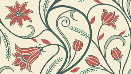 Art Nouveau-Inspired Digital Pattern – Elegant Floral Design