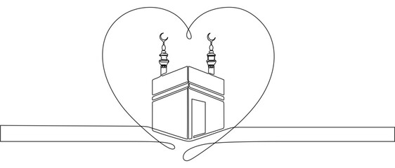 vector illustration of a Kaaba, kaaba lineart