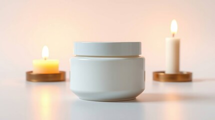 Warm glow A minimalist cream jar mockup for skincare product presentation