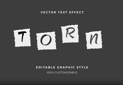 Black And White Torn Font Paper Grunge Rough Text Effect

