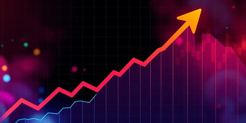 Abstract financial chart with upward trending arrow,  market trend,  analytics