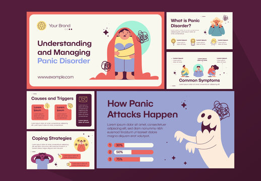 Red And Purple Panic Disorder Mental Health Awareness Presentation Template


