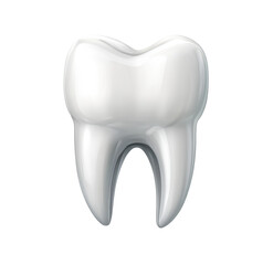 3D white tooth on a transparent background, high-resolution vector graphics, no shadows, no gray color.