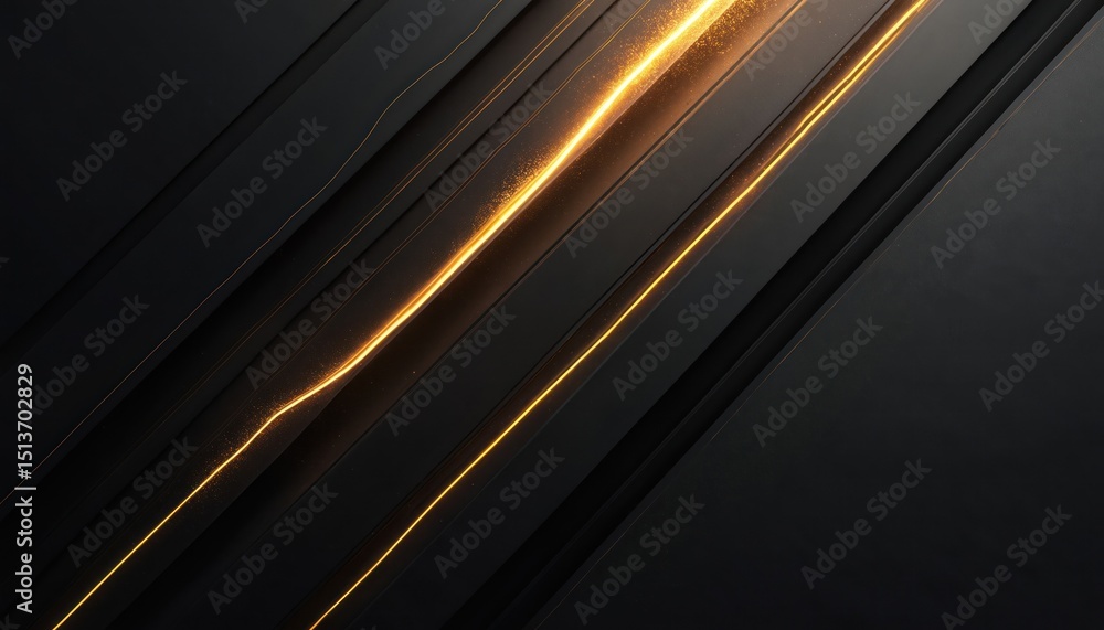 Poster black and gold abstract background with lines and light. modern luxury design with dynamic golden li