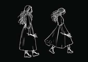 fashion sketch of a girl