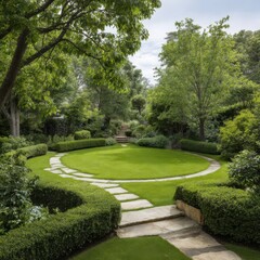 Obraz premium Serene garden path design isolated on white background