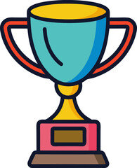 Cartoon trophy icon with handles and decorative details