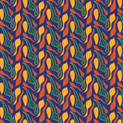 Seamless floral pattern design on blue background