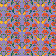 Seamless floral pattern design with Smiling Flowers Pattern