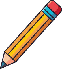 Colorful pencil vector with bold outline in educational cartoon theme