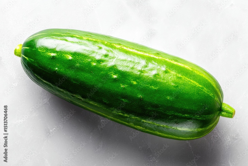 Poster fresh cucumber on a light gray surface.