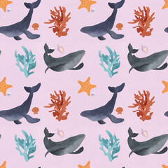 Whales with coral - pink