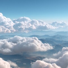 Obraz premium Aerial view of mountains above the clouds isolated on white background