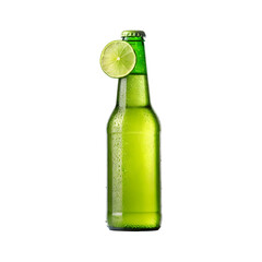 Green bottle of beer isolated on a transparent background