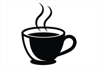 Coffee Cup with Steam Rising in One Line Silhouette