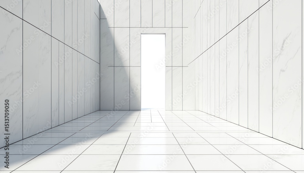 Aufkleber minimalist architectural background design with clean white wall, floor. modern building structure w