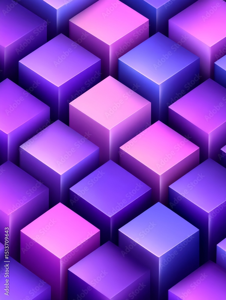 Poster abstract purple and pink cubes - a vibrant pattern of purple and pink cubes, creating a dynamic and 