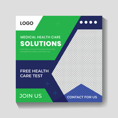 Medical Healthcare Solutions, Social Media Post Design Template