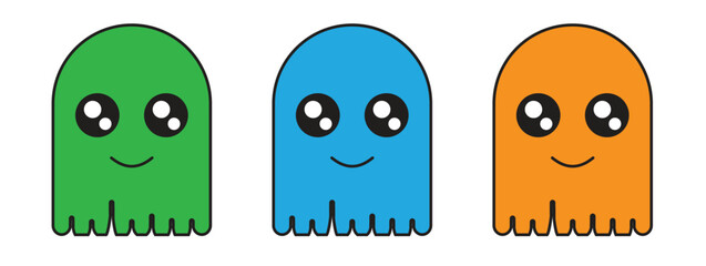 set of ghost icon on a white background