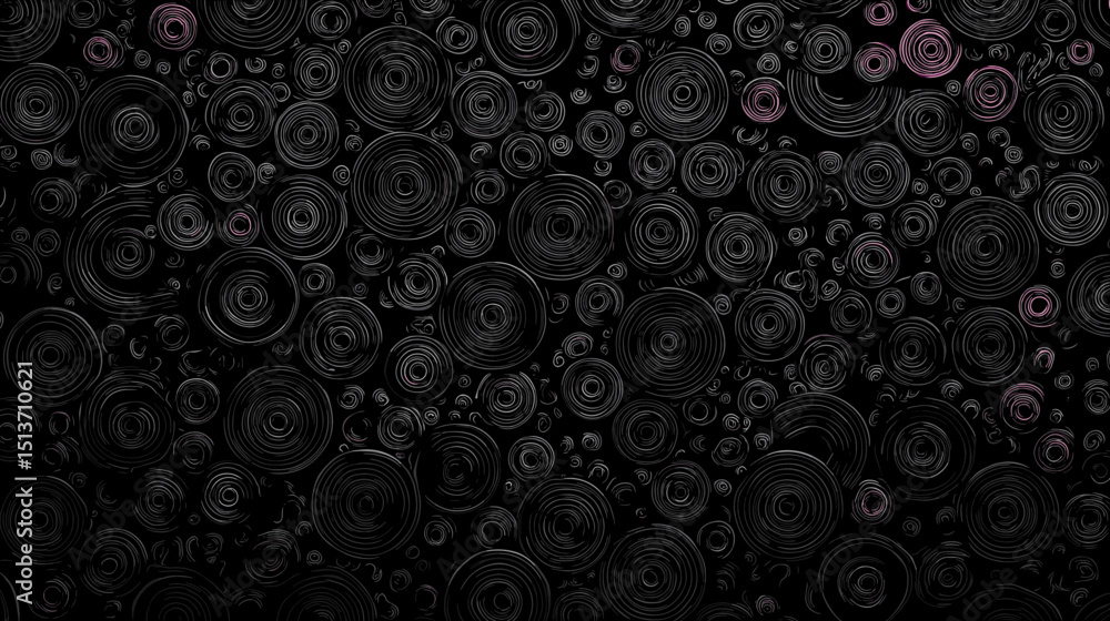 Aufkleber Abstract black background with circular patterns and textures  