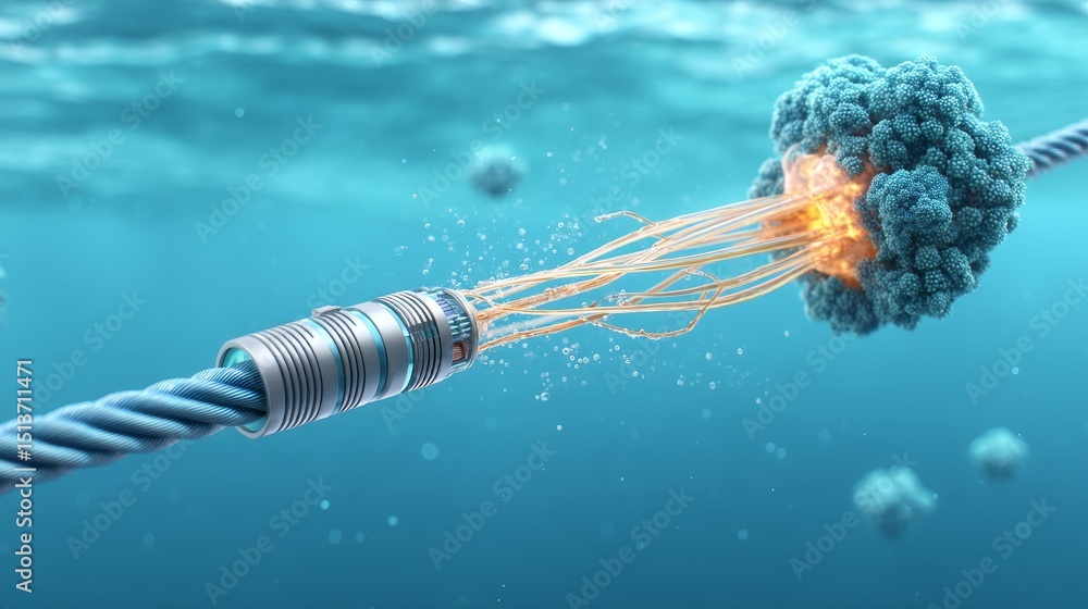 Poster cellular connection undersea capture - microscopic view of a cellular connection, resembling a rope 