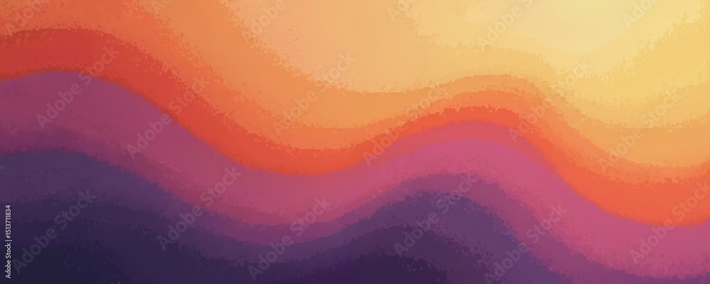 Poster abstract illustration features orange purple gradient with noise texture effect. dynamic flow compos