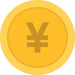 Golden Yen Coin Icon, Representing Japanese Currency