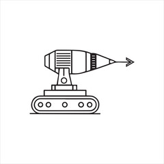 Fototapeta premium drill car machine black line vector illustration