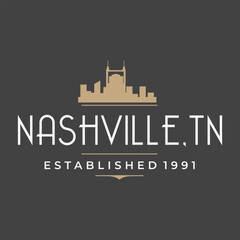 Fun vector design of Nashville city silhouette suitable for stickers or prints	