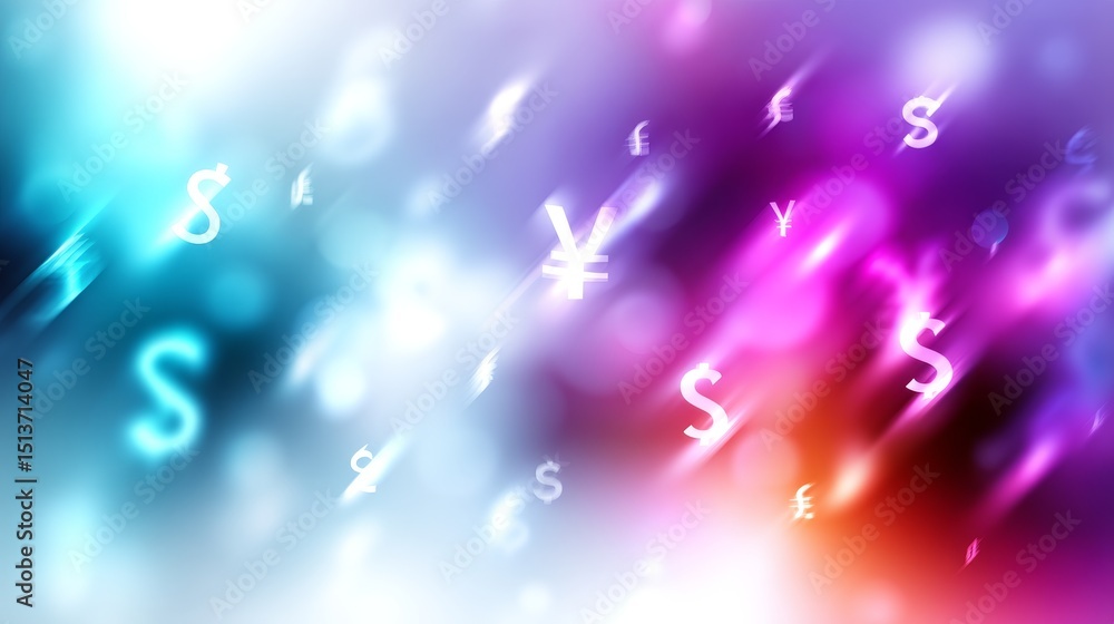 Aufkleber global currency flow abstract - abstract depicting currency symbols in motion, representing global f