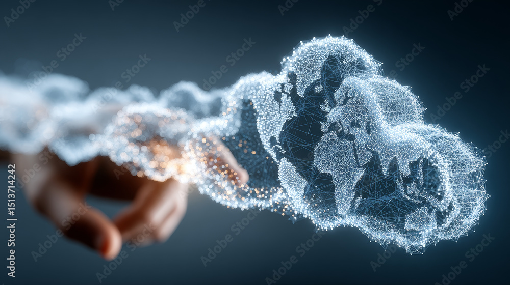 Poster paas: businessman holds global business globe with network connected to platform as a service (paas)