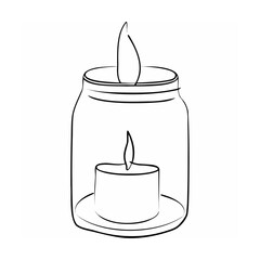 Simple outline illustration of a candle in a jar for calmness and meditation