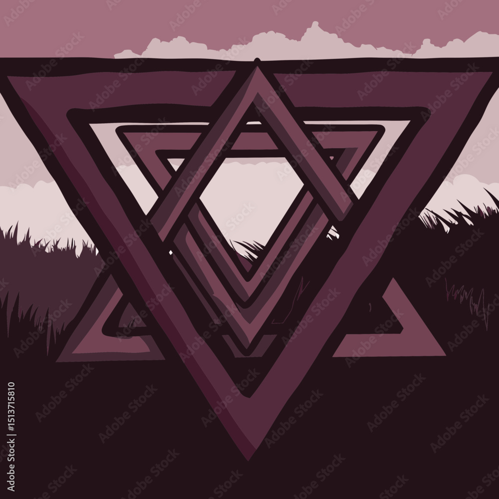 Aufkleber abstract triangles overlapping in a landscape setting