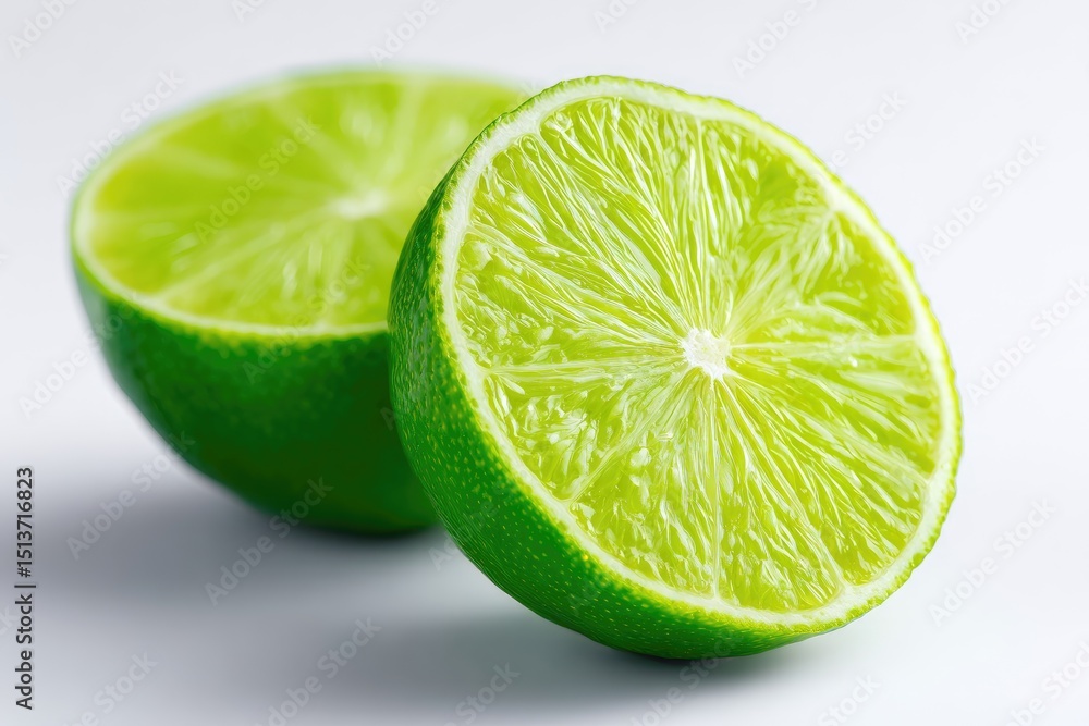 Poster close-up view of two sliced limes.