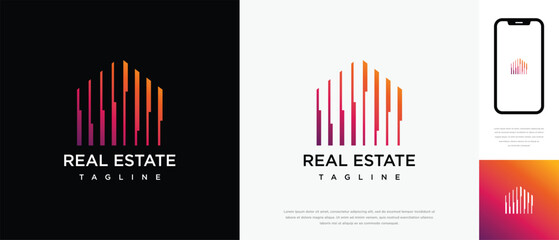Abstract house design logo. House building property icon symbol