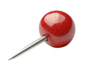 A red ball with a silver point sticking out of it