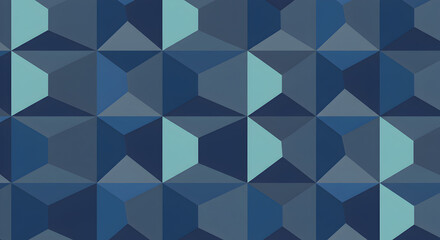 Fototapeta premium Geometric seamless pattern with blue and turquoise shapes.