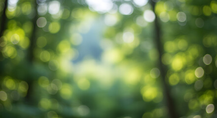 Obraz premium Abstract Blurred Forest Background with Bokeh Lights