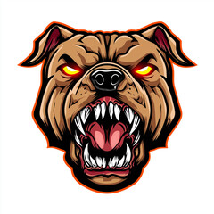Roaring Pitbull: Fierce pitbull with snarling expression and sharp teeth in vector illustration with angry eyes
