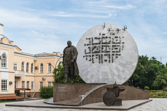 Bishkek, Kyrgyzstan - May 27, 2025: Monument to Bishkek Batyr on Ala-Too Square.